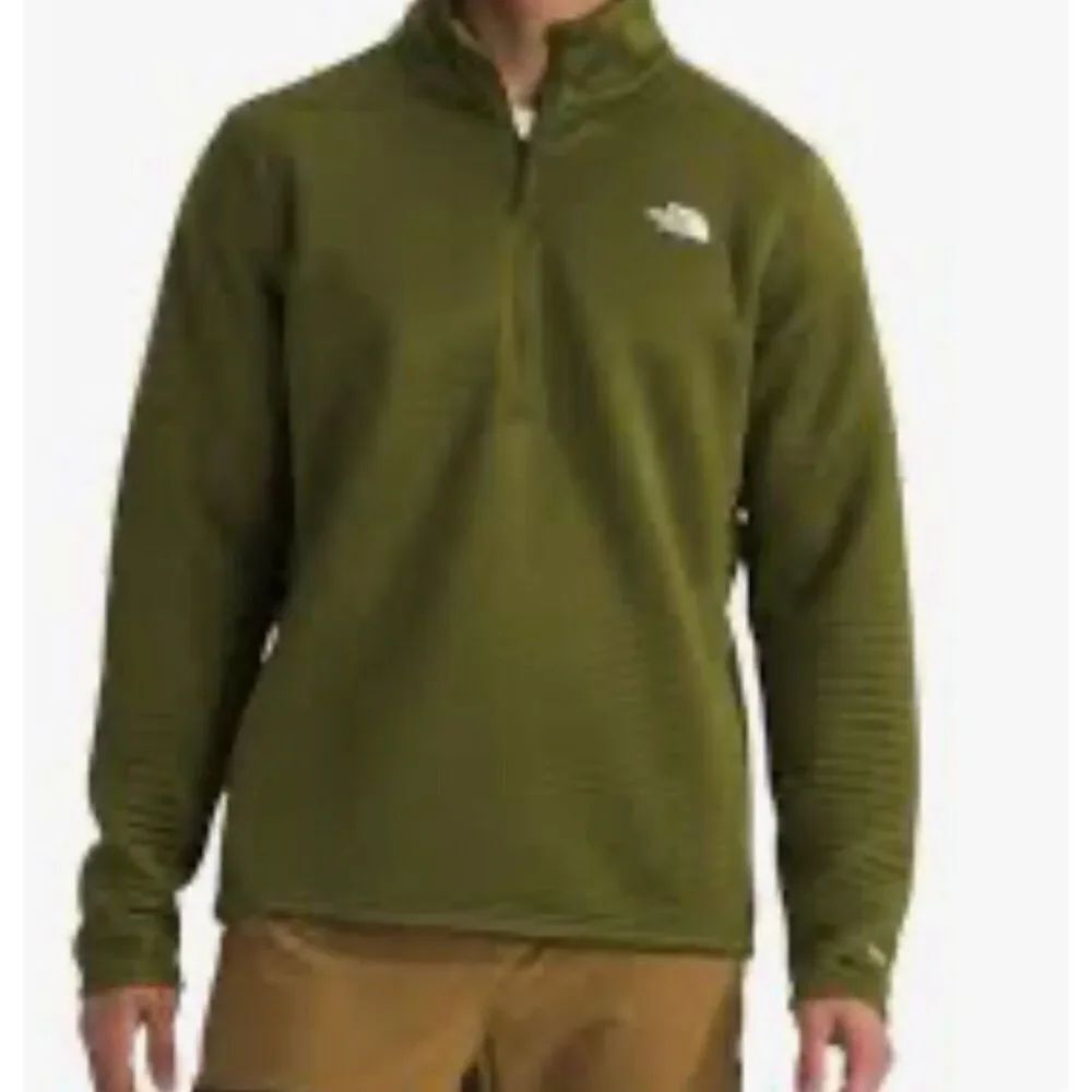 North Face Forest Olive 1/4 Zip Pullover fleece inner funnel neck size M